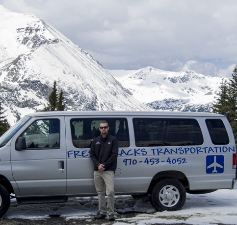 Shuttle interior Fresh Track Transportation Colorado